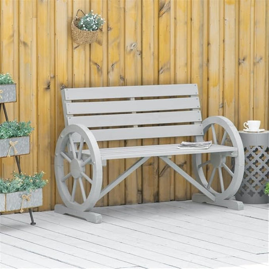 Porch Patio Bench, Outdoor Bench Chair, 41.5" L Porch Patio Bench, Outdoor Garden Bench Patio Park Bench Patio Seating Sturdy Patio Bench Porch Bench Furniture Chair Seat for Outside, Fir Wood -Gray