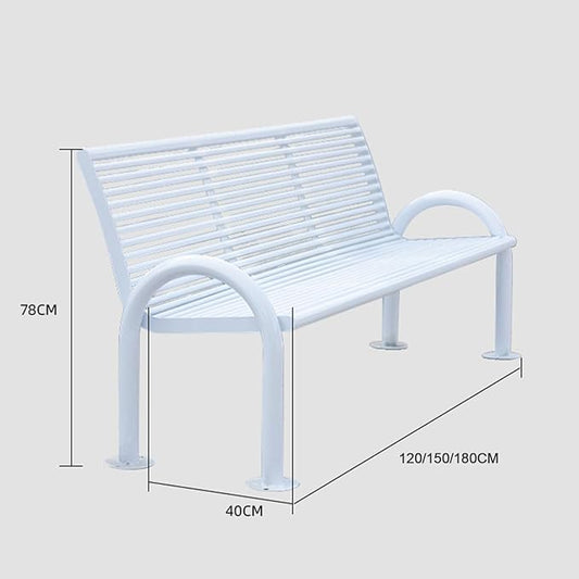2-3 Seater Metal Garden Bench, All-Weather Park Bench Chair with Backrest, Outdoor Furniture Leisure Porch Seating for Balcony, Backyard, Lawn and Poolside
