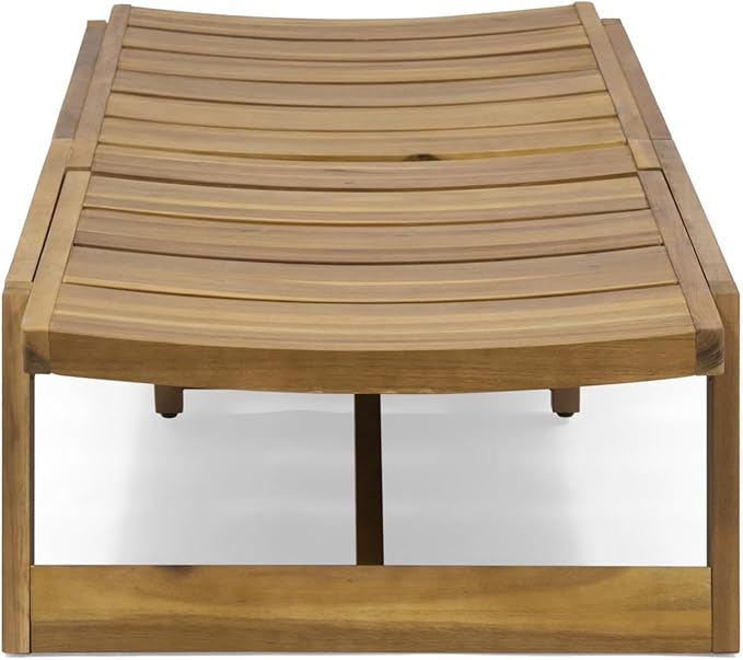 Maki Acacia Wood & Iron Outdoor Chaise Lounge - Adjustable & Breathable for Poolside or Patio