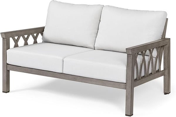 Outdoor Aluminum Loveseat Sofa, 2-Seat Patio Sofa with Thick Cushions, Outdoor Club Sofa Couch - Photo 1
