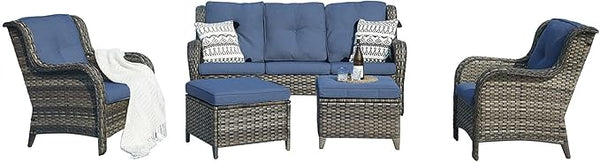 Rilyson Outdoor Patio Wicker Furniture Set - 5 Piece Rattan Patio Conversation Sectional Sofa Set with 1 Couch - Photo 1