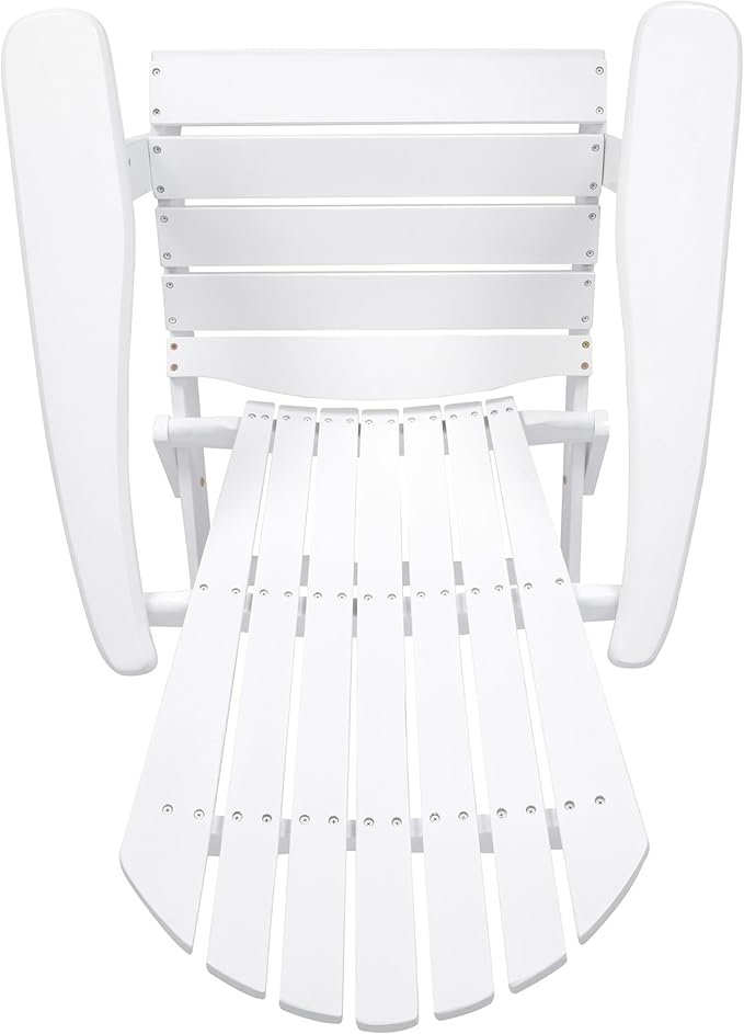 Folding Adirondack Chair, Outdoor White Adirondack Chairs with Wood Texture, Acacia Wood Fire Pit Chairs, All Weather, for Deck Backyard Patio Outdoor Garden