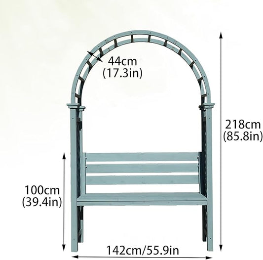 Heavy Duty Garden Arch, Metal Garden Arbor with Bench, Two People Seat Rose Arch for Lawn Backyard Patio Outdoor Climbing Plant(Rosewood Color)