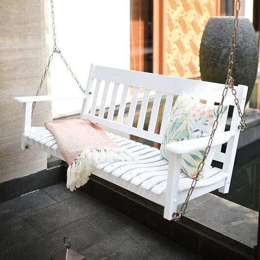 Cambridge Casual Bentley Solid Wood Porch Swing – Outdoor Hanging Swing Bench for Porch, Patio, or Garden – Durable, Weather-Resistant 2-Seater Wood Swing