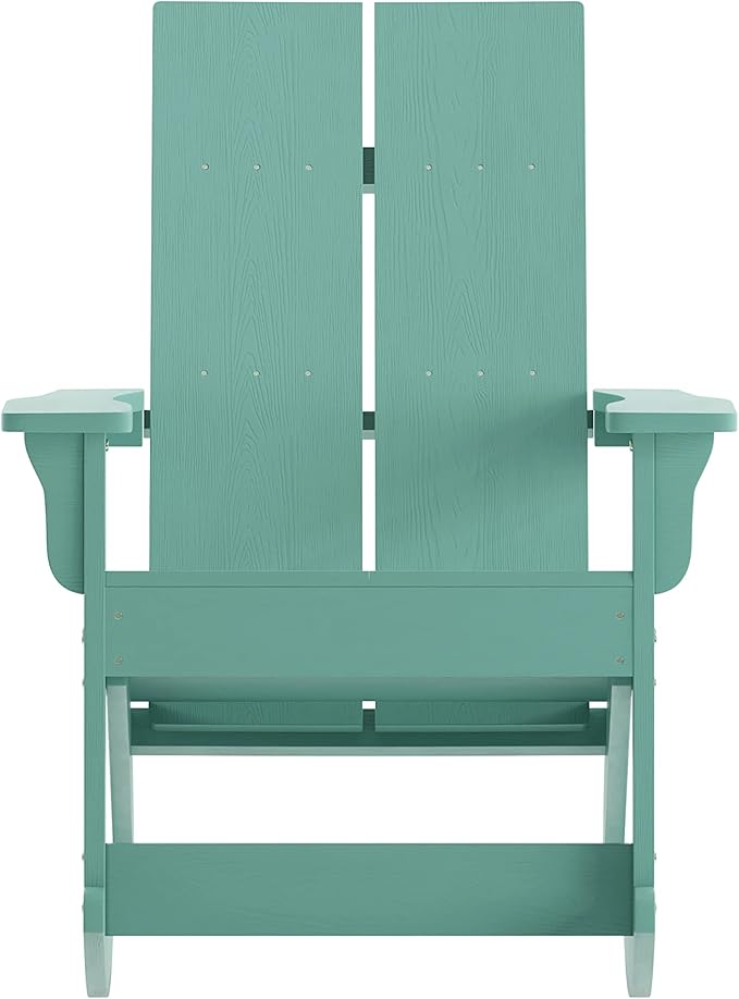 Taylor & Logan Ebbe Modern All-Weather 2-Slat Poly Resin Adirondack Chair in Sea Foam - Set of2