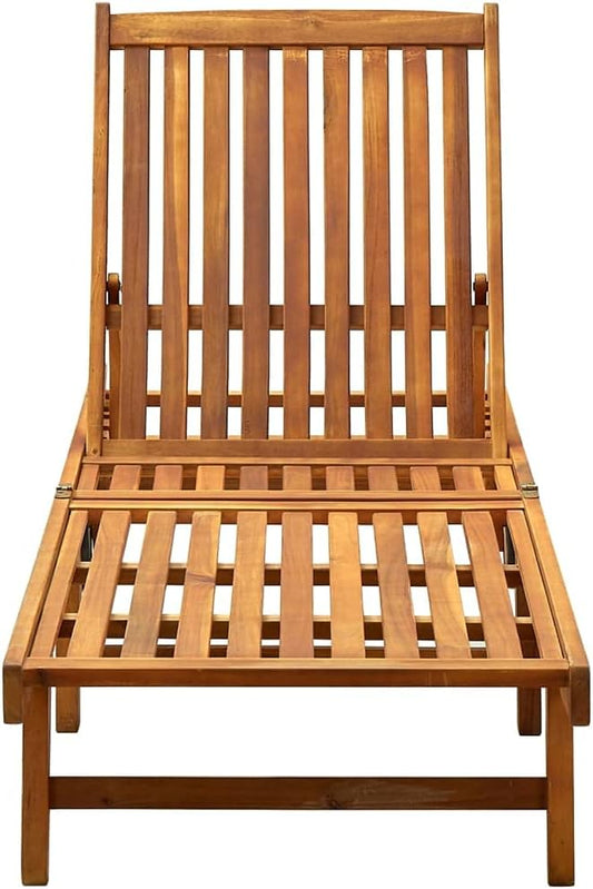 Patio Sunlounger Grey Wash with Red Cushion, Solid Acacia Wood Adjustable Backrest and Wheels for Outdoor Relaxation, Durable Garden Furniture with Polyester Cushion