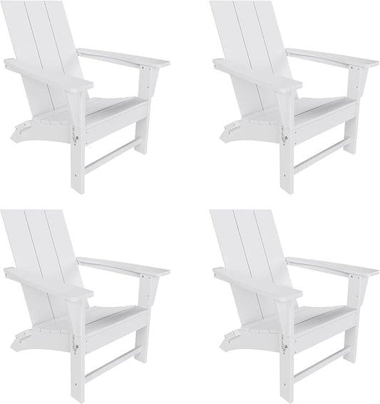 WestinTrends Ashore Modern Outdoor Folding Adirondack Chair (Set of 4), White