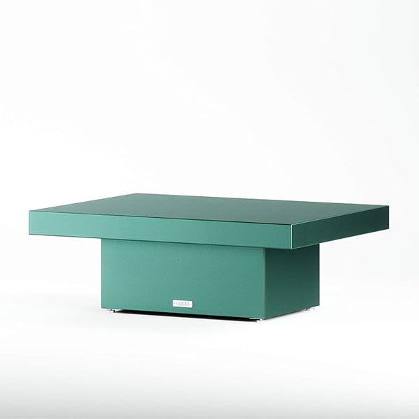 COOKE Santa Barbara Custom Contemporary Outdoor Table (Teal Texture Aluminum Top, Teal Texture Aluminum Base) - Photo 1