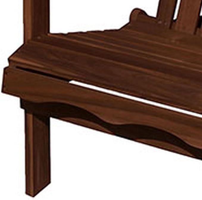 Benjara BM302157 34 Inch Outdoor Adirondack Chair, Dark Brown Wood, Wide Armrests