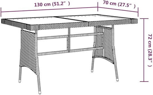 vidaXL Patio Table - Solid Acacia Wood & Rattan Construction, Weather Resistant, Lightweight, Durable Outdoor Furniture Piece - Perfect for Garden, Patio, Backyard - Gray, Rectangular, 51.2"x27.6"...