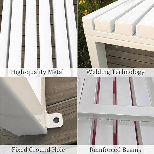 Metal Garden Bench Weatherproof Outdoor Benches Park Bench Patio Seat Front Porch Seat 3.3ft 3.9ft 4.9ft 5.9ft Backless Chair for Yard Entryway Indoor(Yellow,4.9ft)