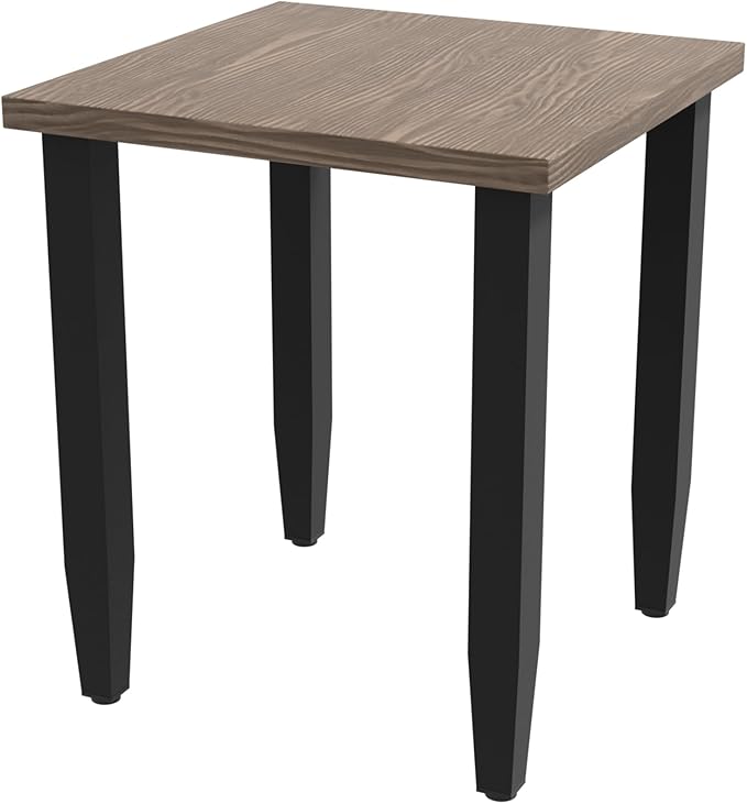 EAGLE PEAK Modern Outdoor Table, Patio Table with Wood Grain Top for Deck, Porch, Balcony, Garden, Square Side Table
