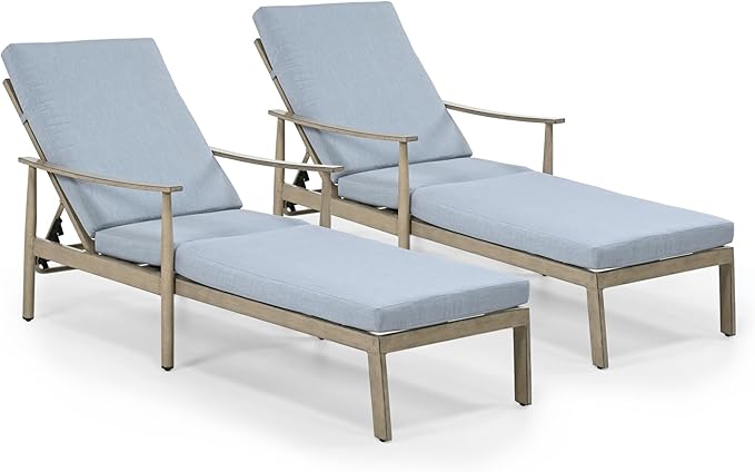 Outdoor Lounge Chairs with Armrest, 2 PCS Patio Aluminum Chaise Lounge Set Outdoor Adjustable Backrest with Rope Design, Patio Recliner Chairs Cushions for Lawn Pool Beach (Brown)
