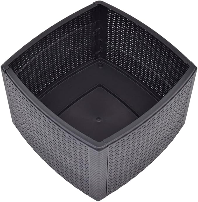 Side Table,Garden Table,Weather Resistant,with Convenient Storage Area for Refreshments,with an Attractive, Flat, Rattan-Look Design,Mocha 21.3"x21.3"x14.4" Plastic