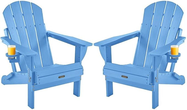 Ciokea Folding Adirondack Chairs Set of 2, Patio Adirondack Chair Weather Resistant - Photo 1