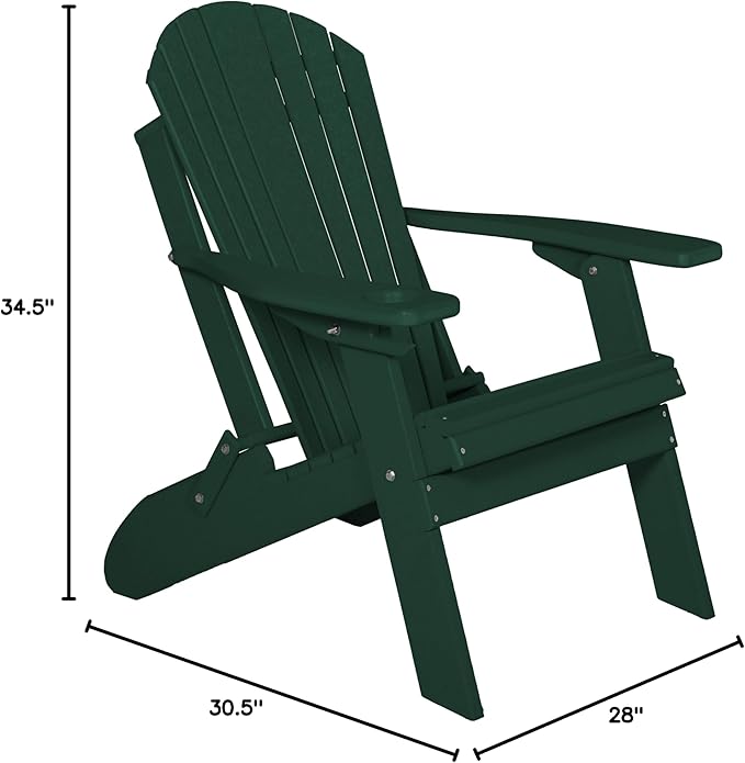 Furniture Barn USA Poly Folding Adirondack Chair, Turf Green