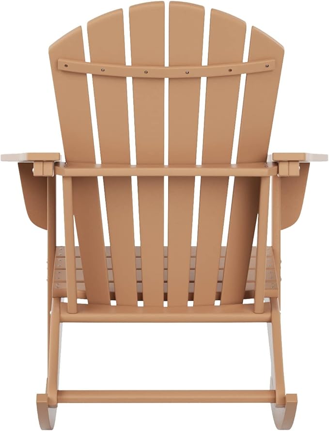 WestinTrends Dylan Outdoor Patio Poly Plastic Adirondack Rocking Chair, Teak