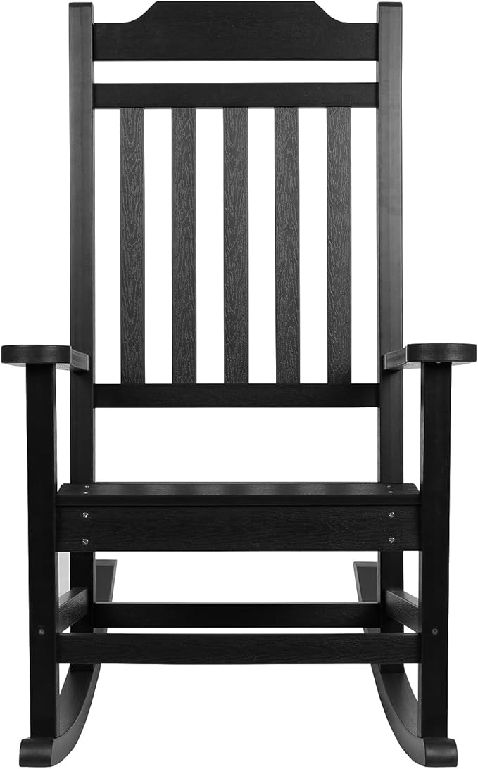 Flash Furniture Winston All-Weather Poly Resin Rocking Chair in Black