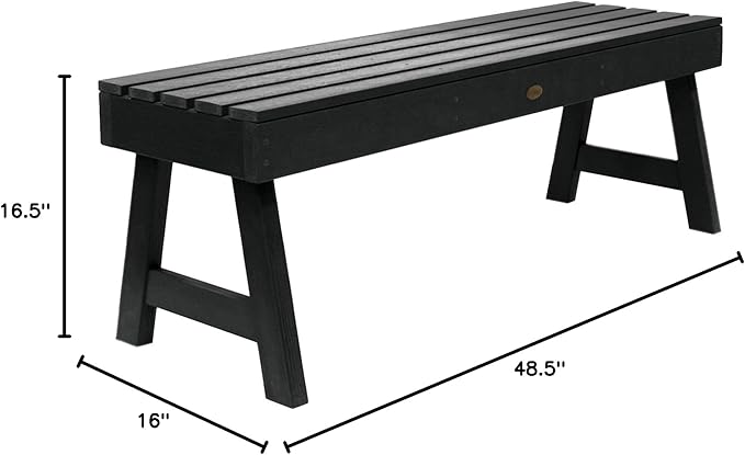 highwood Weatherly Backless Bench, 4-Feet, Black