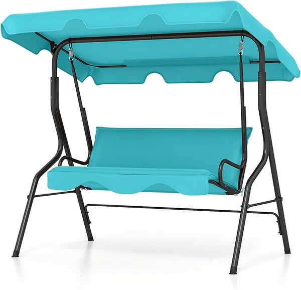 Tangkula 3 Person Porch Swing, Patio with Removable Cushion & Powder-Coated Steel Frame - Photo 1