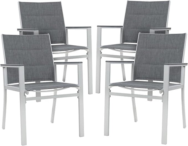 Kozyard Villa Outdoor Patio Dining Chairs Set of 4, Aluminum Frame with Padded Textilene Fabric - Photo 1