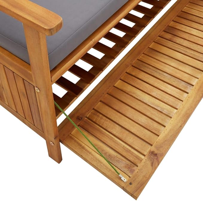 Garden Bench Deck Bench Patio Storage Bench 47.2" Solid Acacia Wood