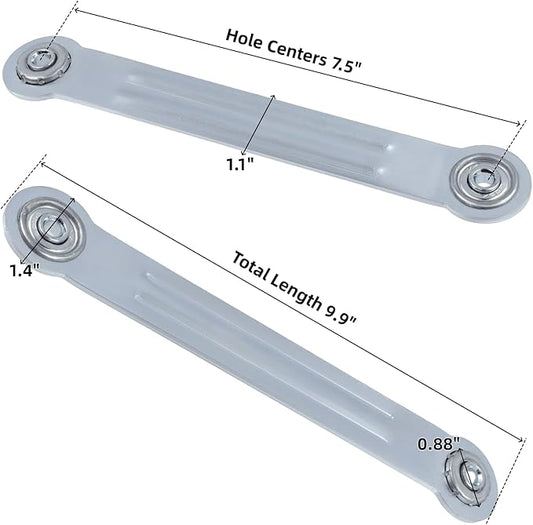 Glider Bearing Arm Bracket Replacement, 4Pcs Silver, 9.9 Inch Length & 7.5 Inch Hole Center, Hardware Rocker Parts for Patio Glider, Garden Bench, and Chair Repair