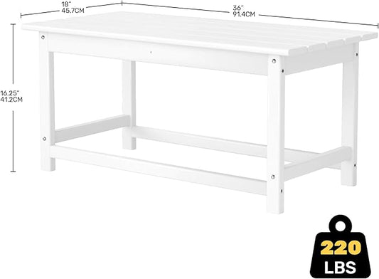 Costaelm Adirondack Conversation Table, HDPE Outdoor Drink Weather Resistant, Outdoor Patio Porch Accent Balcony Table for Pool, Seaside, Backyard, White