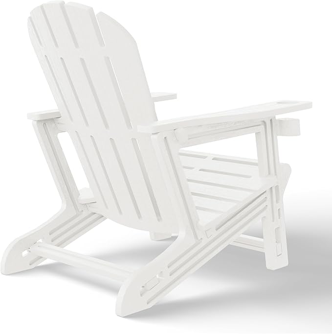 WestinTrends Tool-Free Assembly Outdoor Patio HDPE Plastic Adirondack Chair with Cup Holder, White