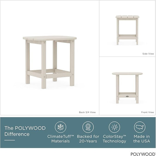 POLYWOOD SBT18SA South Beach 18" Outdoor Side Table, Sand