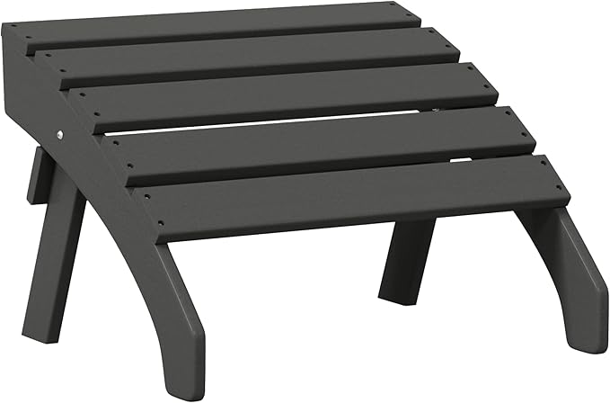 Costaelm Portside Outdoor Patio HDPE Adirondack Ottoman Footrest, Gray