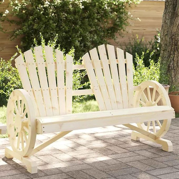 Natural Wood Solid Fir Wood 2-Seater Garden Adirondack Chair for Outdoor Patio - Photo 1