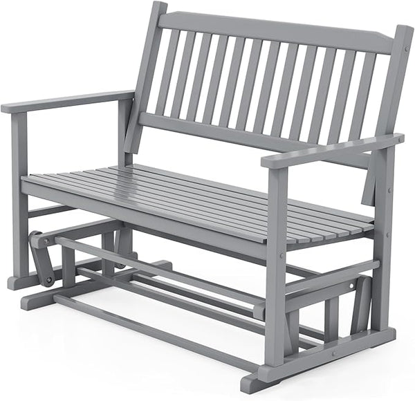Giantex Outdoor Glider, Patio Glider Bench with Safe Gliding, Slatted Seat & Backrest, 2-Person Loveseat - Photo 1