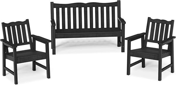 Stoog Weatherproof Outdoor Bench & Outdoor Chairs Set, Patio Furniture Set, Include 2 Garden Chairs and 1 Garden Bench - Photo 1