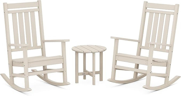 POLYWOOD Estate 3-Piece Rocking Chair Set, Outdoor Patio Porch Rockers with Side Table, All-Weather HDPE Furniture - Photo 1