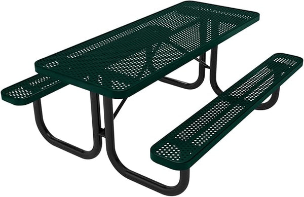 COATEDOUTDOORFURNITURE T6-P-DGRN Heavy Duty Rectangular Portable Picnic Table, 6 Ft, Dark Green, Made in America - Photo 1