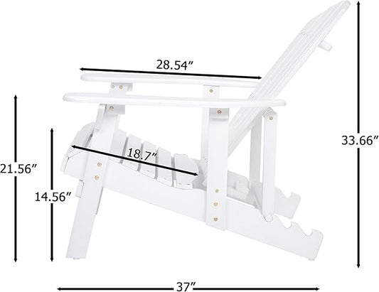Malibu Adirondack Chair,Patio Seating,Acacia Wood,White-91