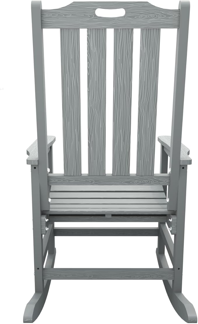 Oversized Rocking Chair Set of 4, Outdoor Rocking Chair for Adults, All Weather Resistant Porch Rocker for Lawn Garden, Grey