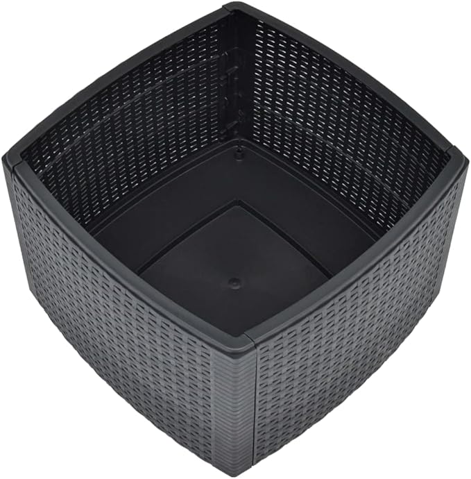 Side Table,Garden Table,Weather Resistant,with Convenient Storage Area for Refreshments,with an Attractive, Flat, Rattan-Look Design,Anthracite 21.3"x21.3"x14.4" Plastic
