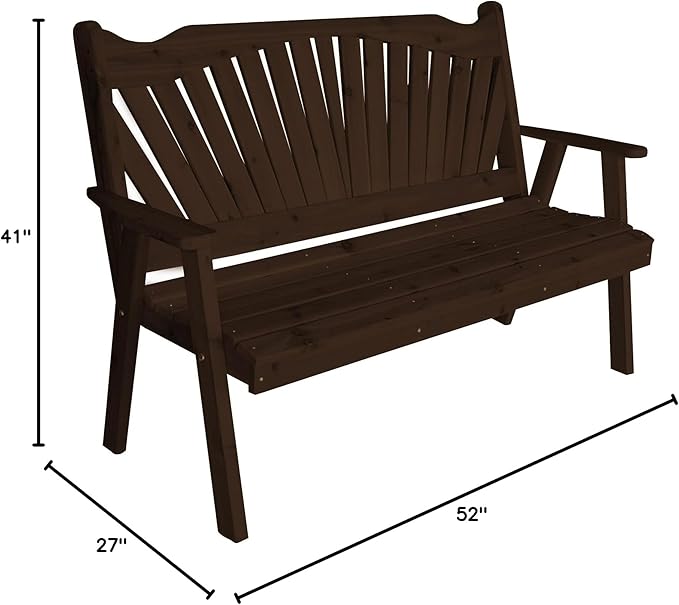 Furniture Barn USA Pine 4' Fanback Garden Bench, Walnut Stain