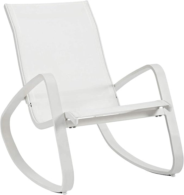 Modway Traveler Outdoor Patio Aluminum Mesh Rocking Sling Lawn Chair Glider in White White - Photo 1