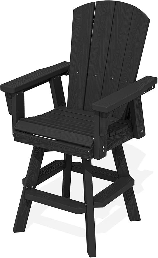 SERWALL Swivel Adirondack Bar Chair, HDPE Swivel Balcony Adirondack Chair, Outdoor Bar Height Barstoolsfor Bistro - Photo 1