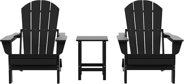 Costaelm 3 piece Patio Set, Outdoor Modern Adirondack Table and Chairs - Photo 1