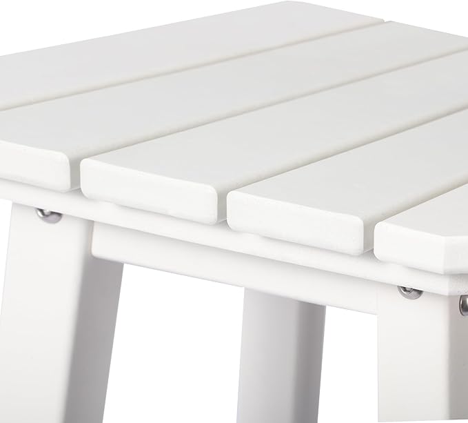 Costaelm 29" Height Outdoor Bar Stools, All-Weather Bar Stools, Adirondack Poly Patio Square Bar Stool for Patio, Deck, Kitchen Counter and Garden, White