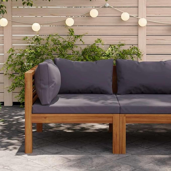 Outdoor Corner Sofa 27x27x25 in Solid Acacia Wood Patio Couch Modular Balcony Seating Weather-Resistant Oiled Finish - Photo 1