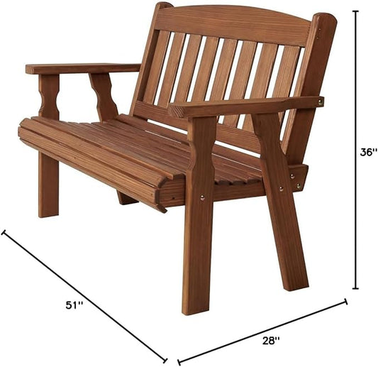 Amish Casual Outdoor Heavy Duty 800 LB Mission Pressure Treated Garden Bench(4 Foot, Oak Stain)