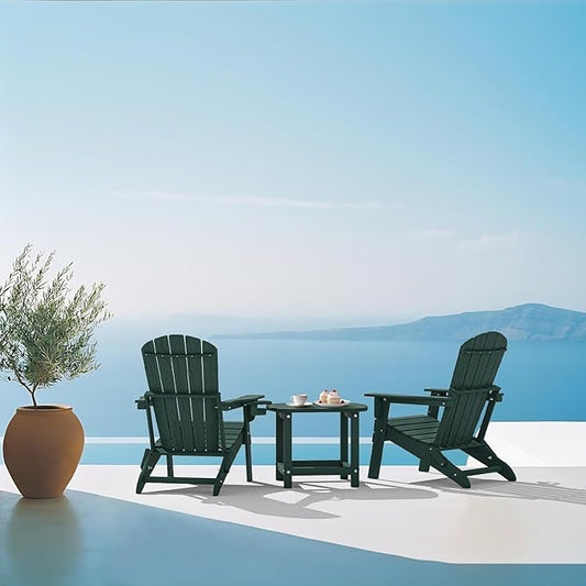 Outdoor Adirondack HDPE Side Table, Wooden Textured, Set for Patio, Garden, Porch, Pool Composite Patio, Backyard, Bathroom and Indoor, Maintenance & Weather Resistant