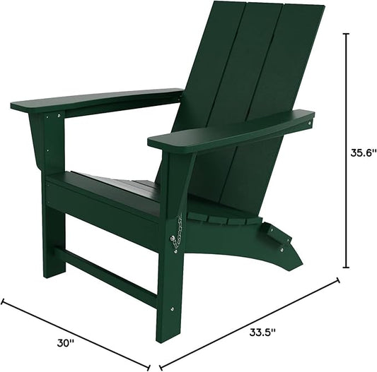 WestinTrends Ashore Modern Outdoor Folding Adirondack Chair, Dark Green