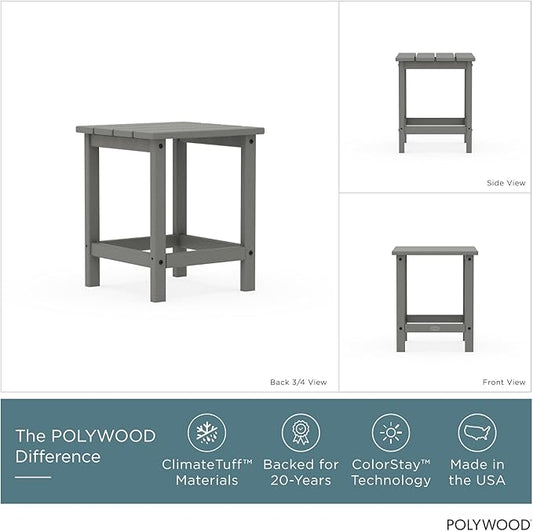 POLYWOOD ECT18GY Long Island Side Table, 18-Inch, Slate Grey