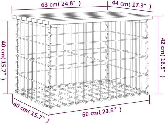 24.8" Rustic Garden Bench Solid Pine Wood Natural Finish Gabion Style Stable Seating for Patio, Porch, Yard – Compact Outdoor Furniture Holds 2 People up to 110 lbs